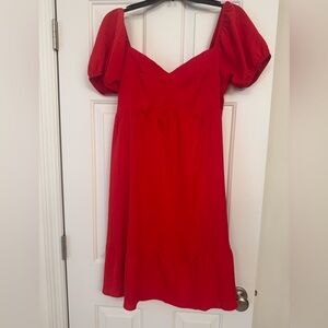 Red Puff Sleeve Dress